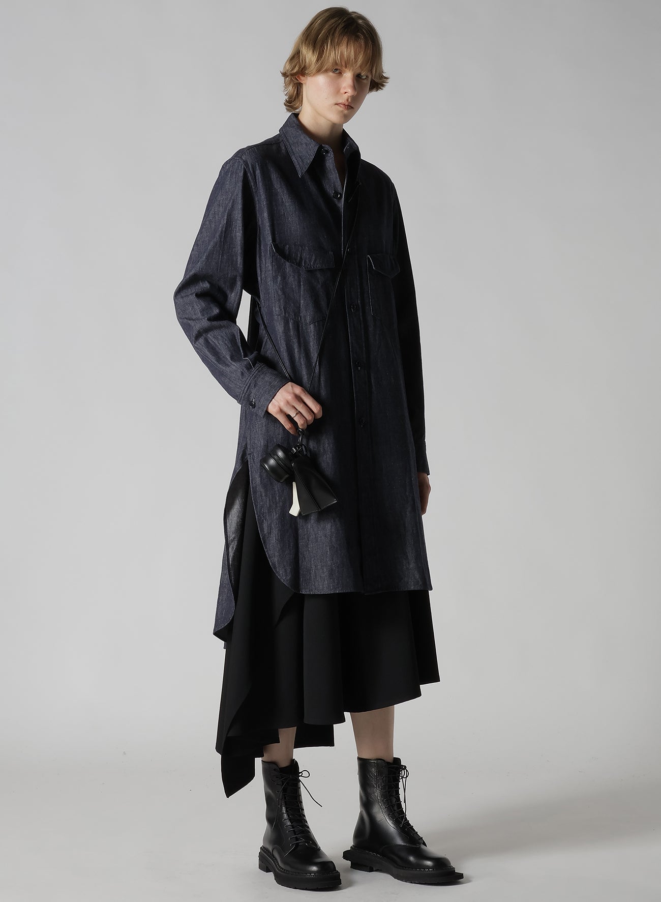 6OZ DENIM GARMENTFINISH MILITARY SHIRT DRESS