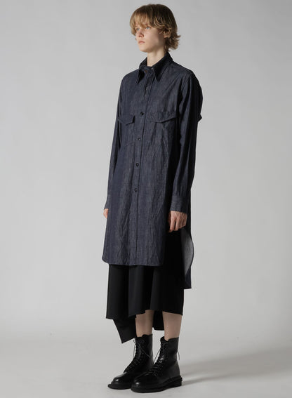 6OZ DENIM GARMENTFINISH MILITARY SHIRT DRESS