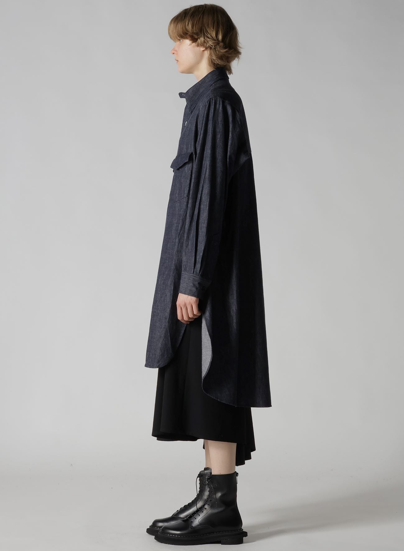 6OZ DENIM GARMENTFINISH MILITARY SHIRT DRESS