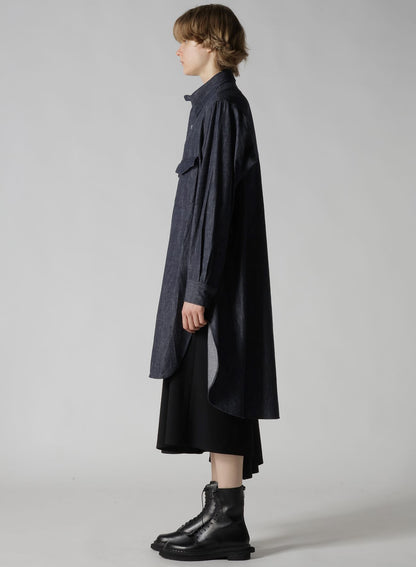 6OZ DENIM GARMENTFINISH MILITARY SHIRT DRESS