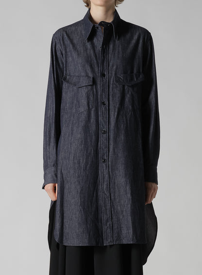 6OZ DENIM GARMENTFINISH MILITARY SHIRT DRESS