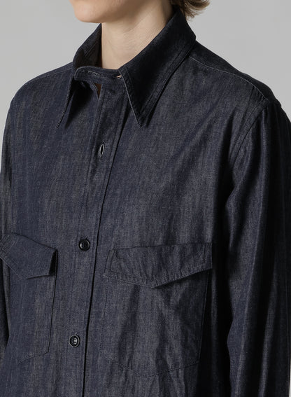 6OZ DENIM GARMENTFINISH MILITARY SHIRT DRESS