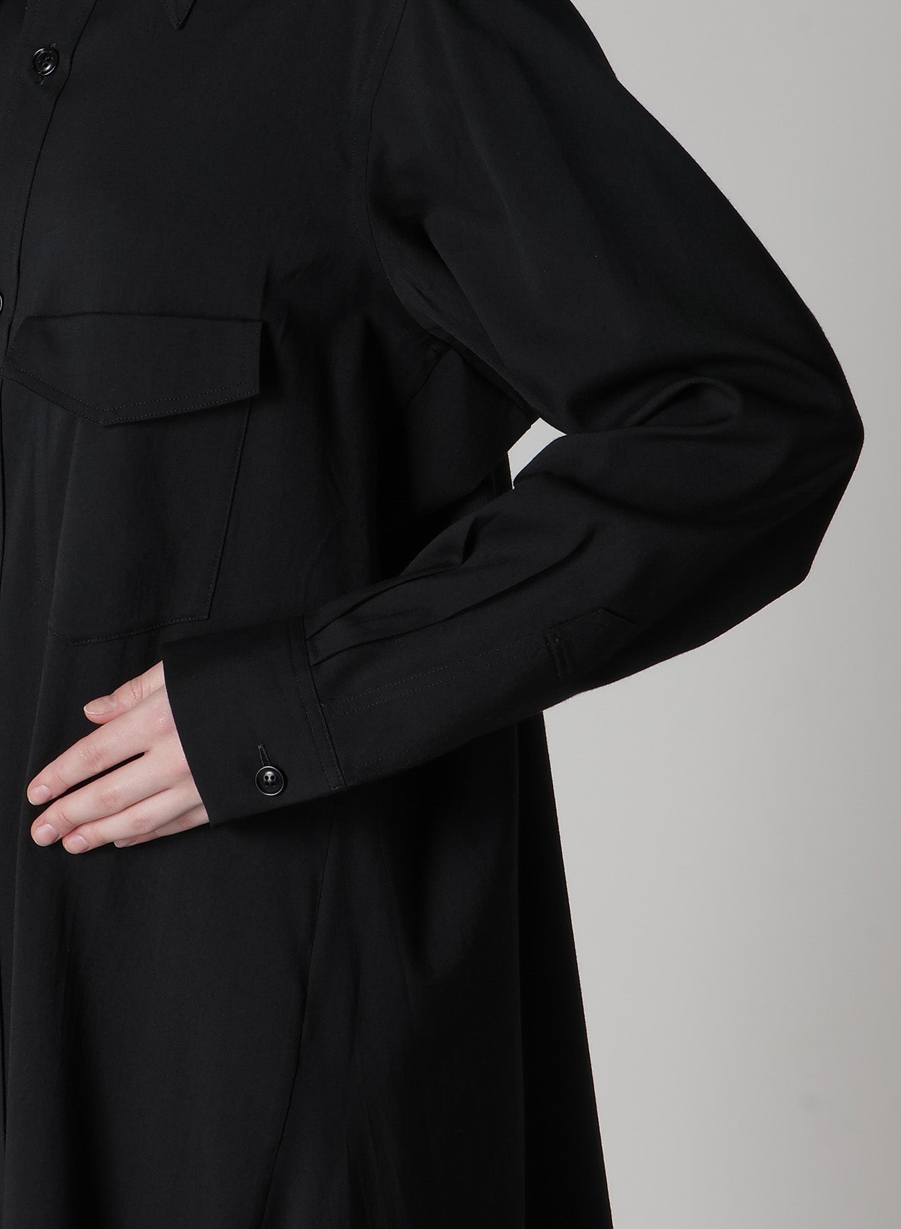 WOOL BREND TWILL MILITARY SHIRT DRESS