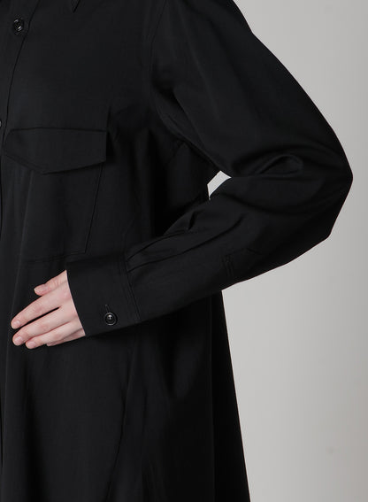 WOOL BREND TWILL MILITARY SHIRT DRESS