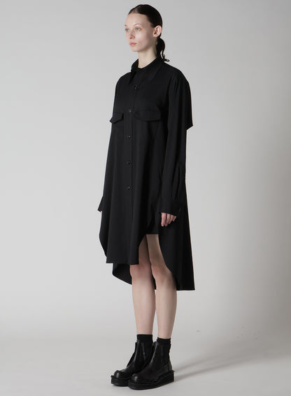 WOOL BREND TWILL MILITARY SHIRT DRESS