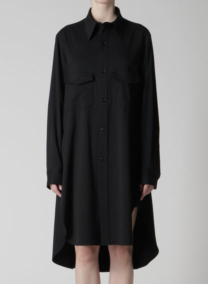 WOOL BREND TWILL MILITARY SHIRT DRESS