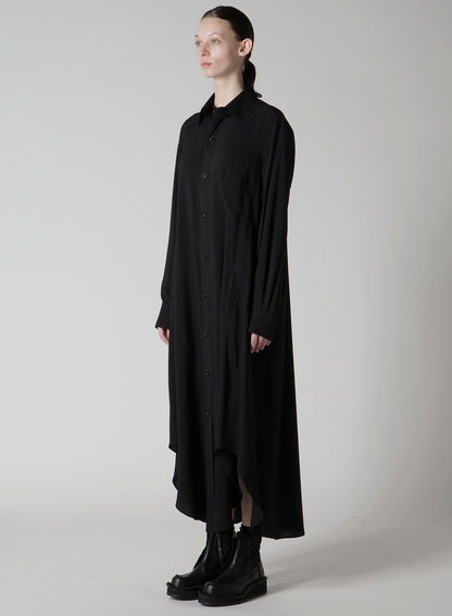 HARD-TWIST SERGE CLOTH PLACKET DRESS