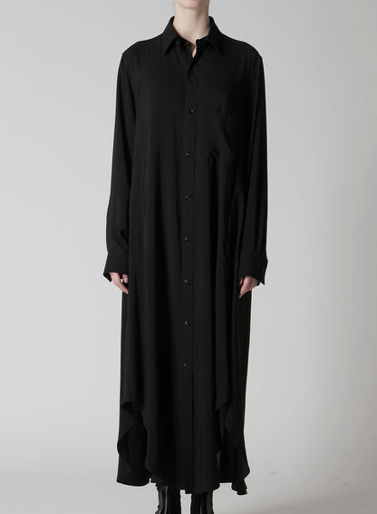 HARD-TWIST SERGE CLOTH PLACKET DRESS