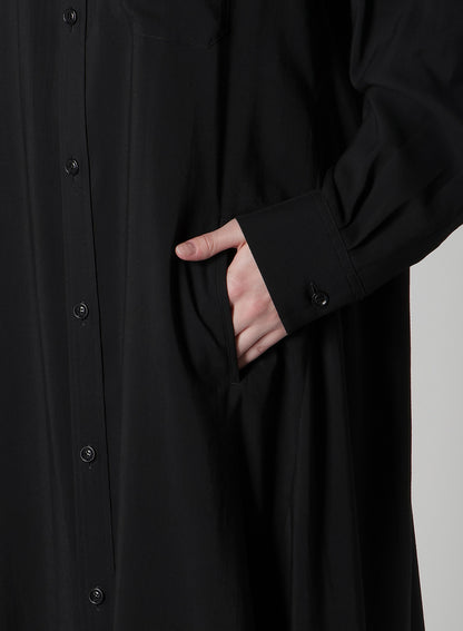 HARD-TWIST SERGE CLOTH PLACKET DRESS