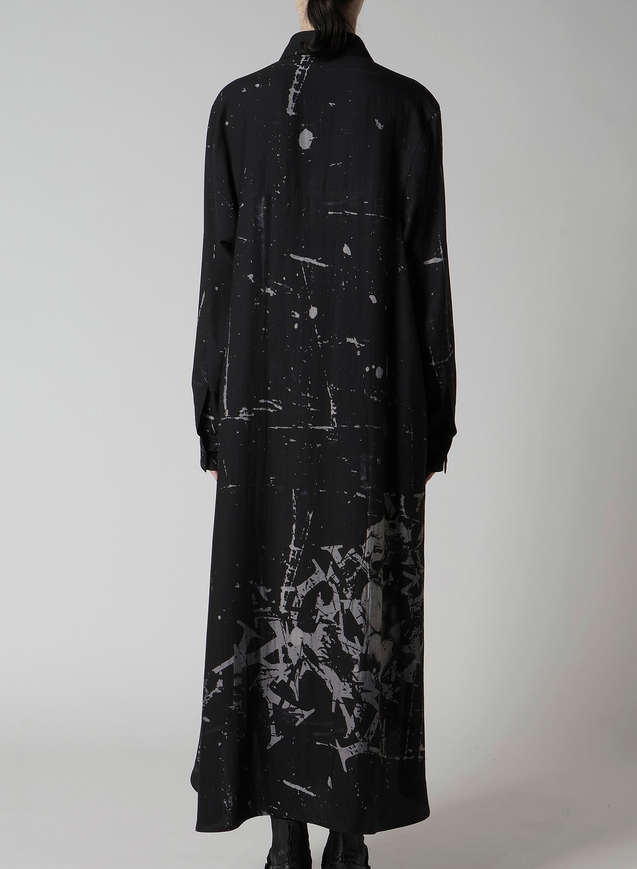 ANGEL-PRINT DUNGAREE TWILL SHIRT DRESS