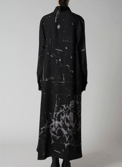ANGEL-PRINT DUNGAREE TWILL SHIRT DRESS