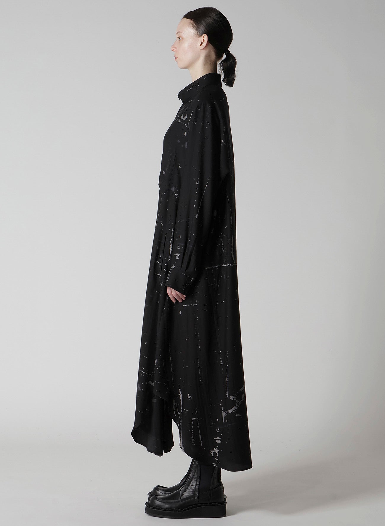 ANGEL-PRINT DUNGAREE TWILL SHIRT DRESS