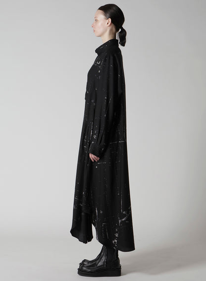 ANGEL-PRINT DUNGAREE TWILL SHIRT DRESS