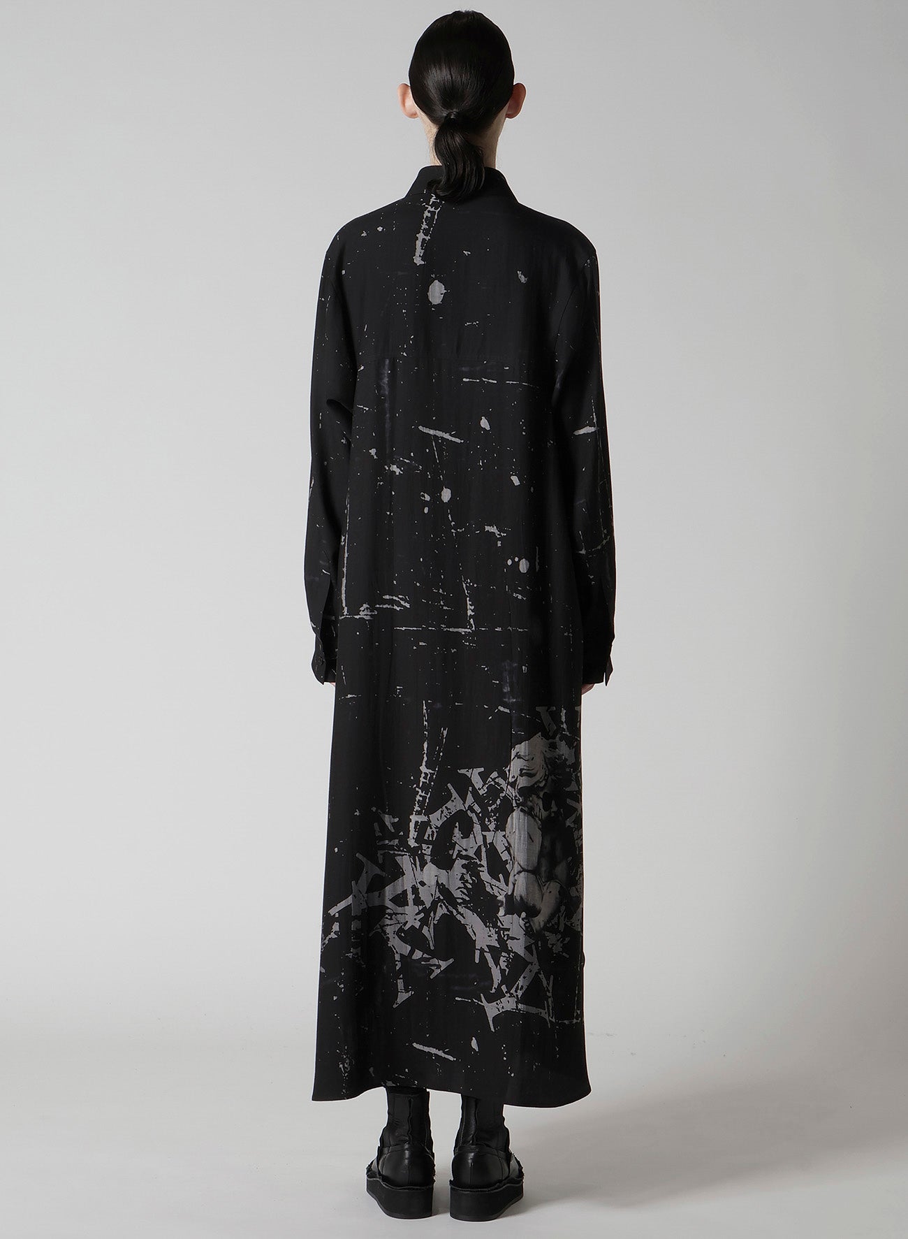 ANGEL-PRINT DUNGAREE TWILL SHIRT DRESS