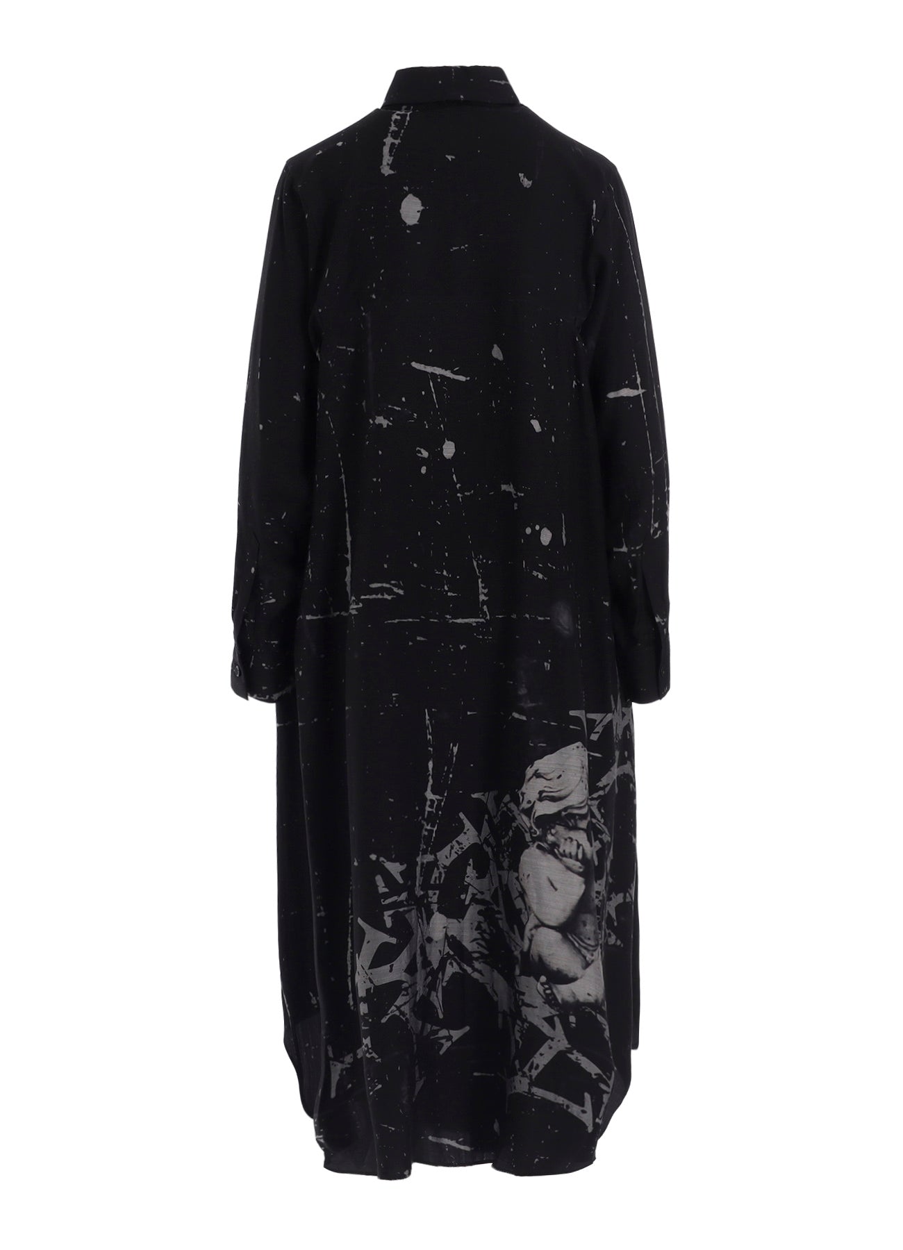 ANGEL-PRINT DUNGAREE TWILL SHIRT DRESS