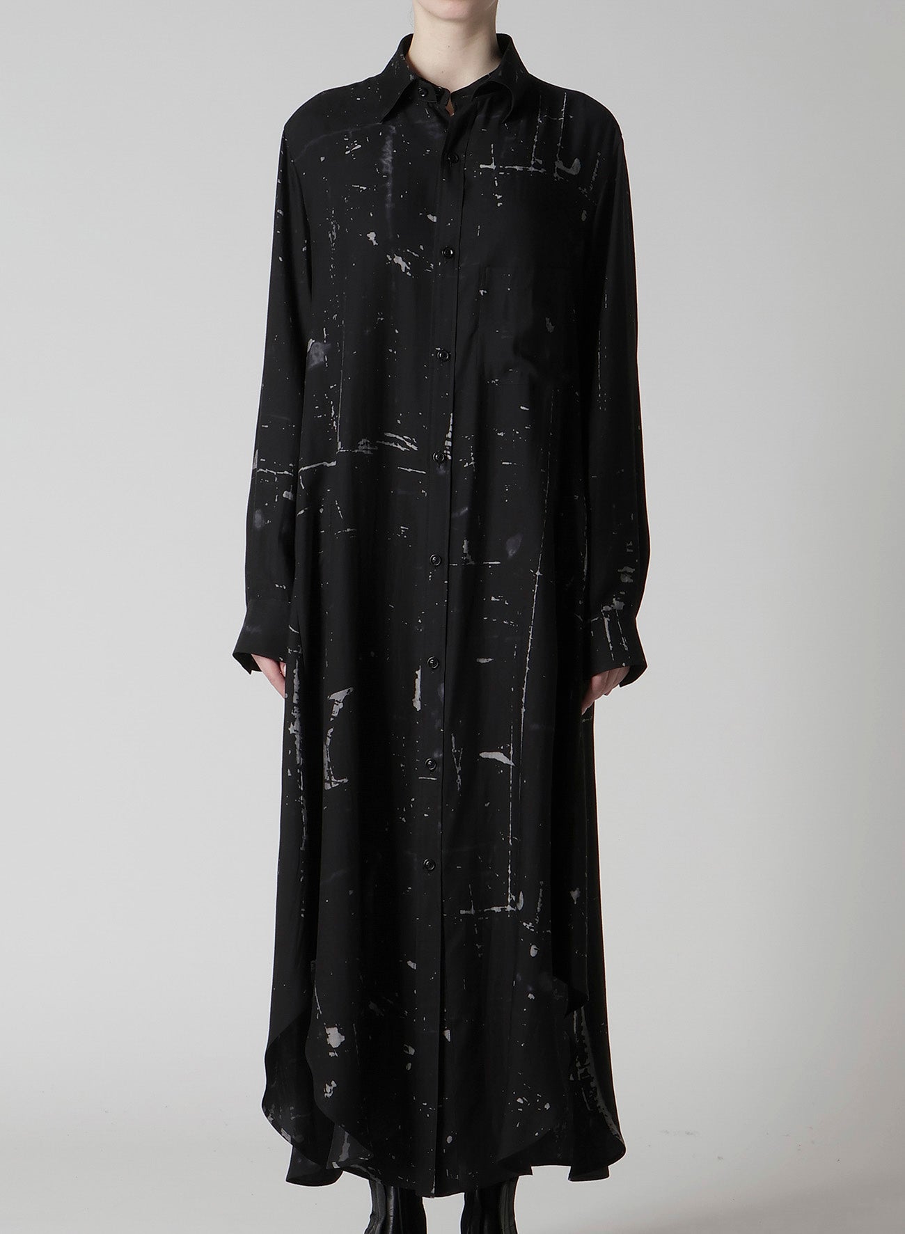 ANGEL-PRINT DUNGAREE TWILL SHIRT DRESS