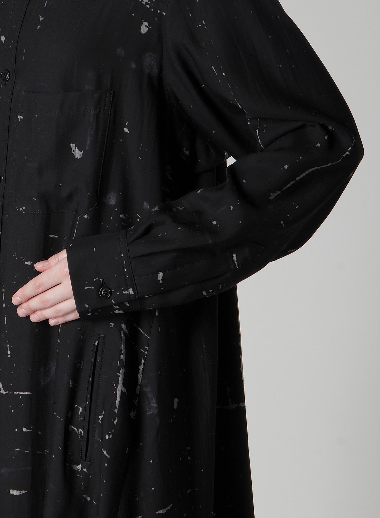 ANGEL-PRINT DUNGAREE TWILL SHIRT DRESS