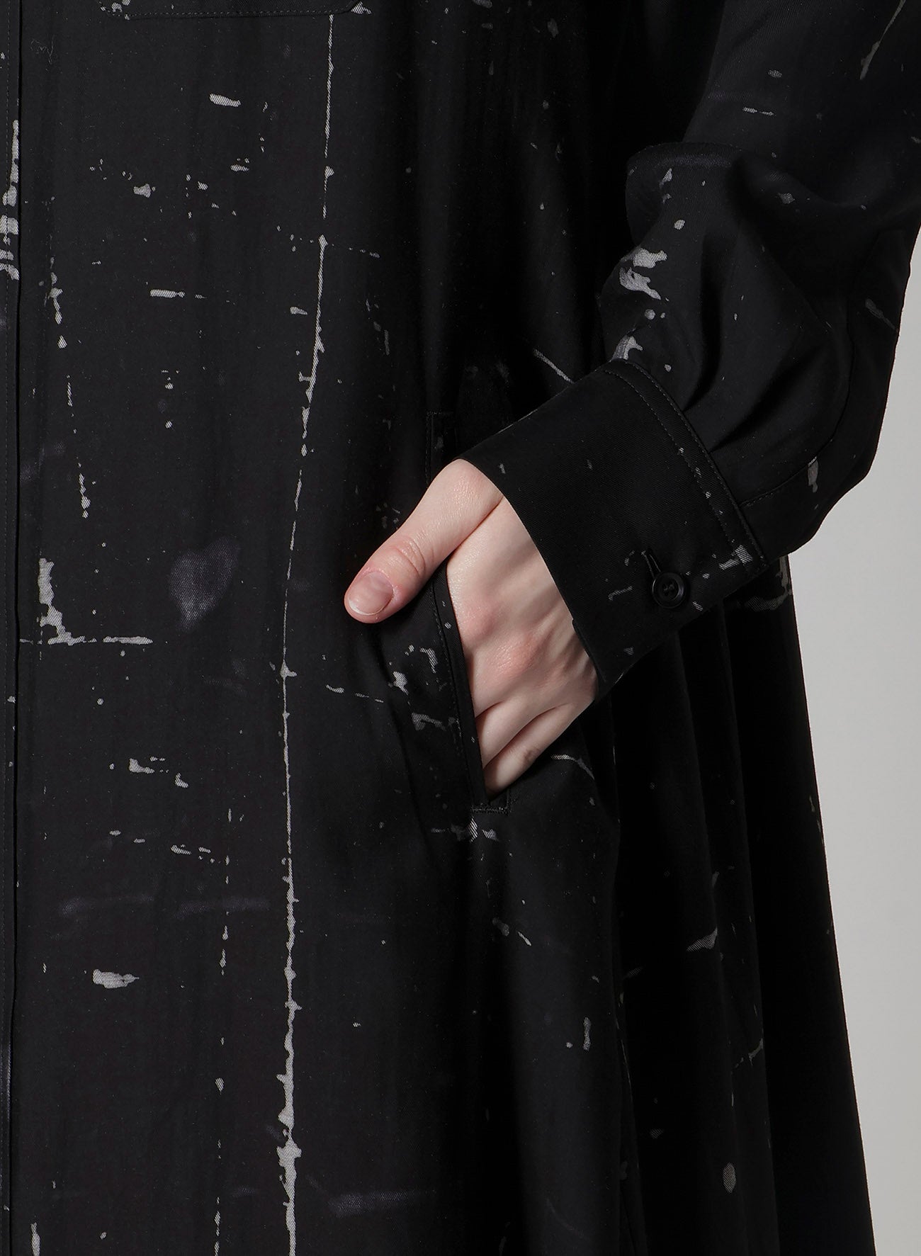 ANGEL-PRINT DUNGAREE TWILL SHIRT DRESS