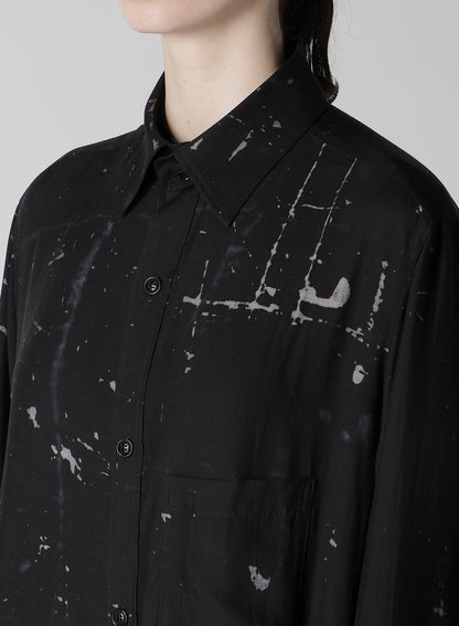 ANGEL-PRINT DUNGAREE TWILL SHIRT DRESS
