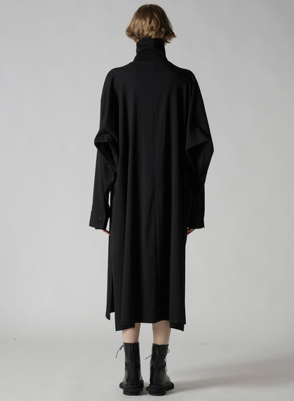 WOOL BREND TWILL STAND-UP COLLAR DRESS