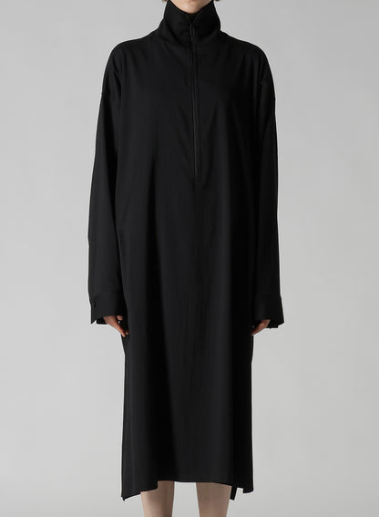 WOOL BREND TWILL STAND-UP COLLAR DRESS