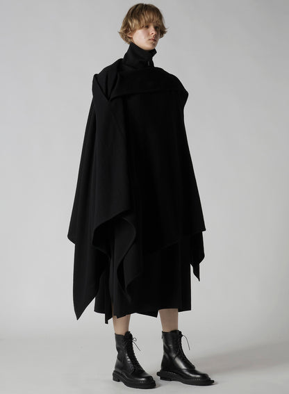 WOOL BREND TWILL STAND-UP COLLAR DRESS