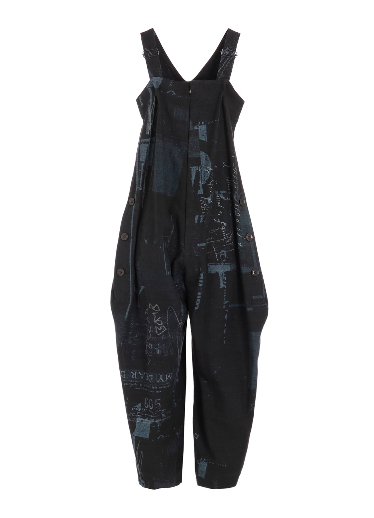 8OZ DENIM COLLAGE PRINT OVERALLS