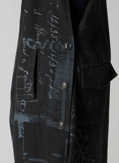 8OZ DENIM COLLAGE PRINT OVERALLS