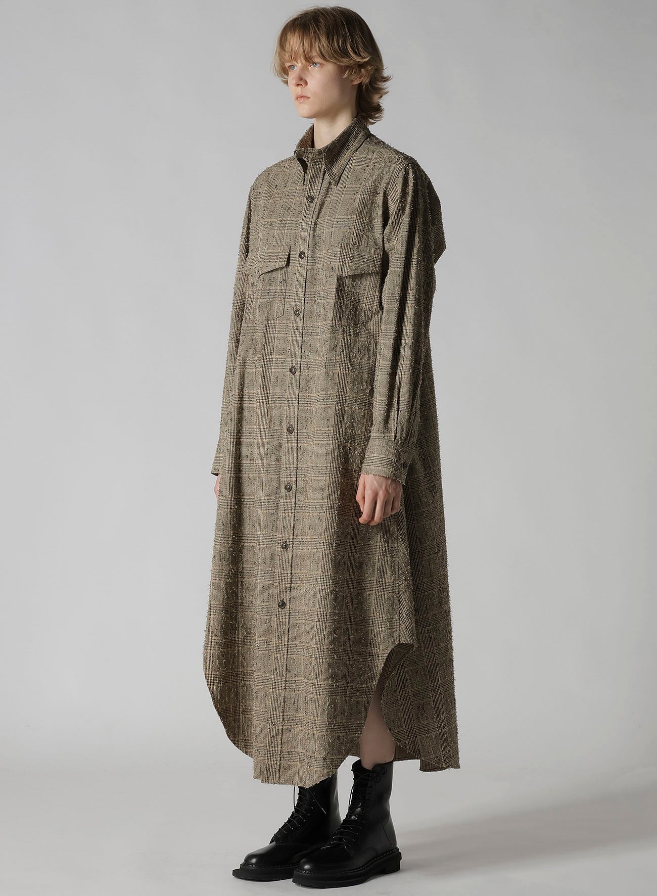 NEEDLE-PUNCHED MILITARY LONG DRESS