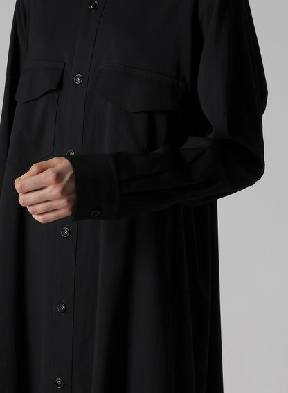 WOOL BREND TWILL MILITARY LONG DRESS