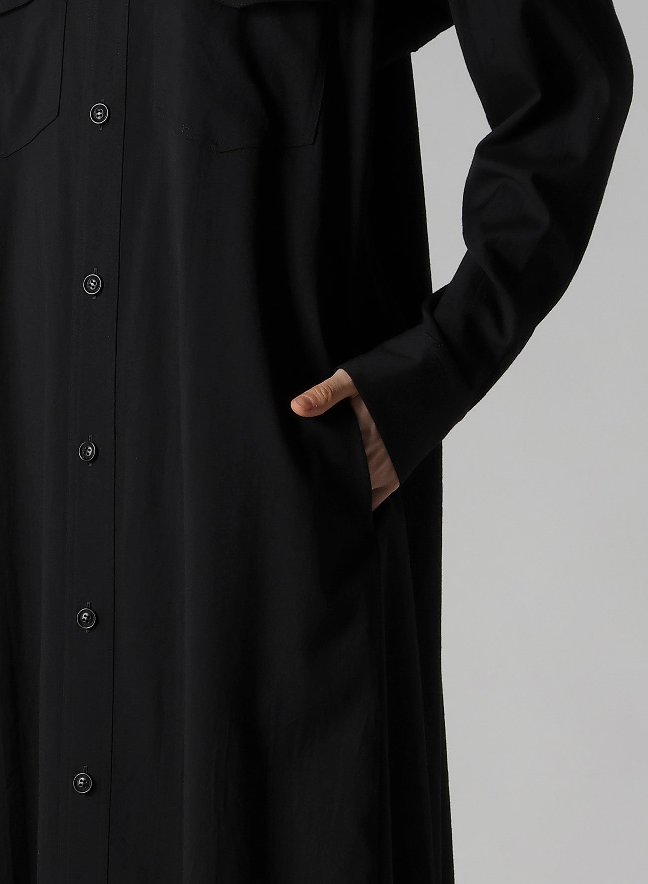 WOOL BREND TWILL MILITARY LONG DRESS