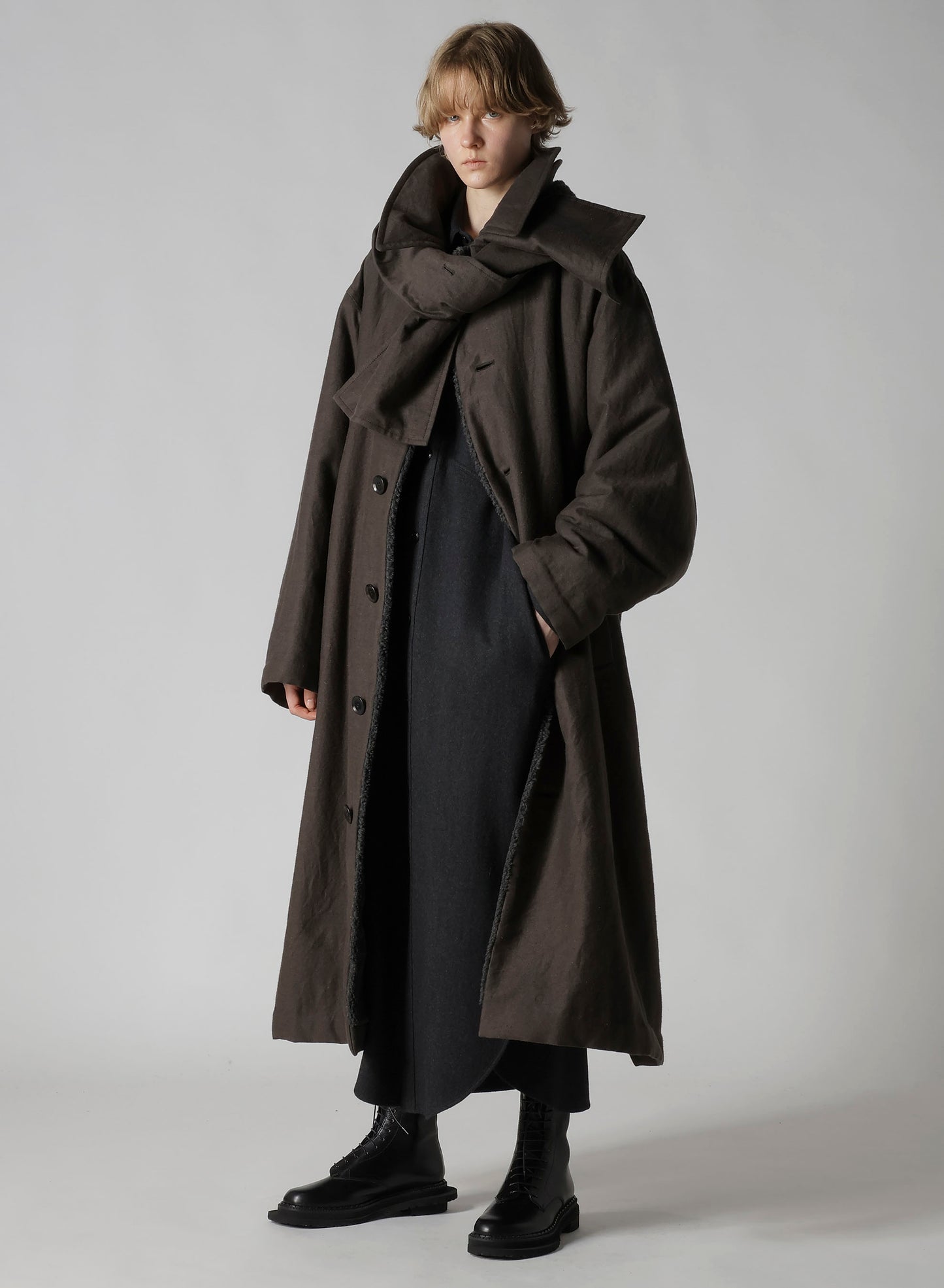 W/NY HERRINGBONE MILITARY LONG DRESS