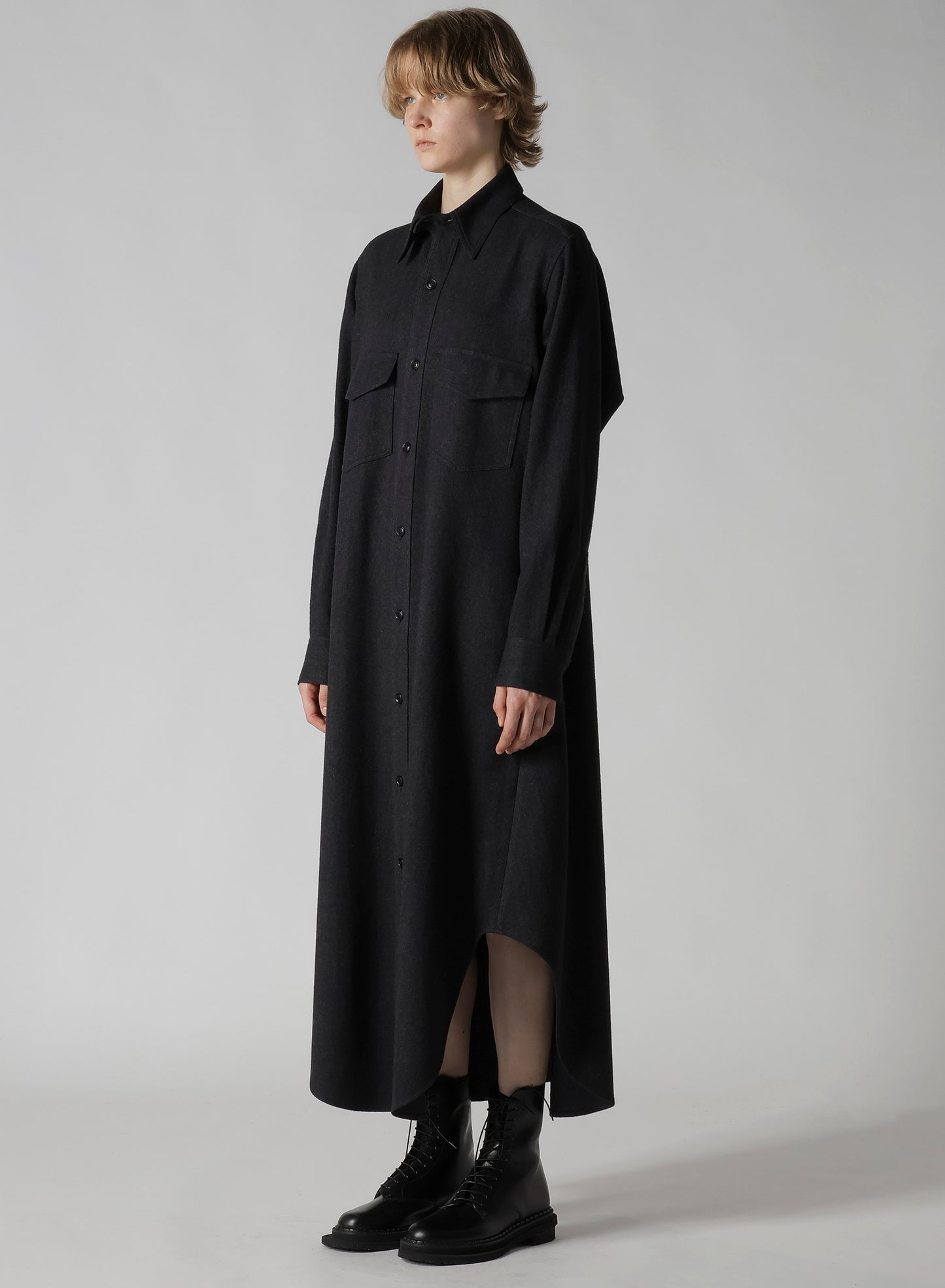 W/NY HERRINGBONE MILITARY LONG DRESS