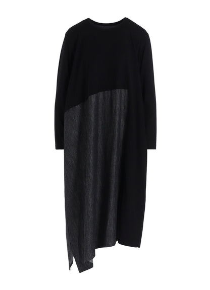DENIM COMBINATION LONG SLEEVE DRESS