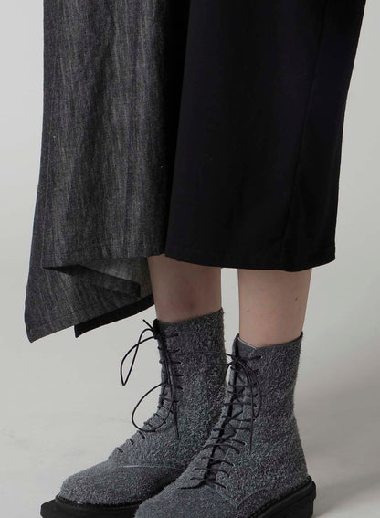 DENIM COMBINATION LONG SLEEVE DRESS