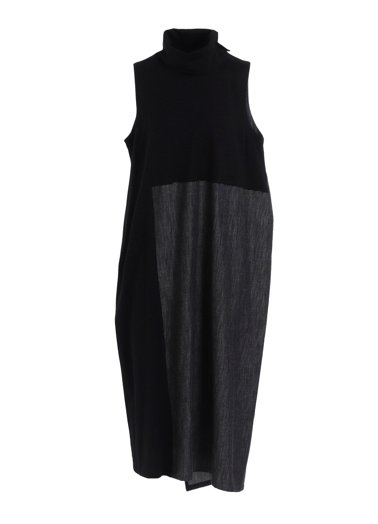 DENIM COMBINATION HIGH NECK DRESS