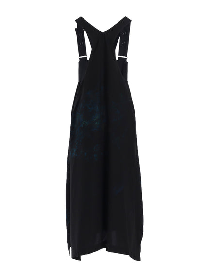 FLOWER/LACE-PREINT DUNGAREE TWILL OVERALLS DRESS