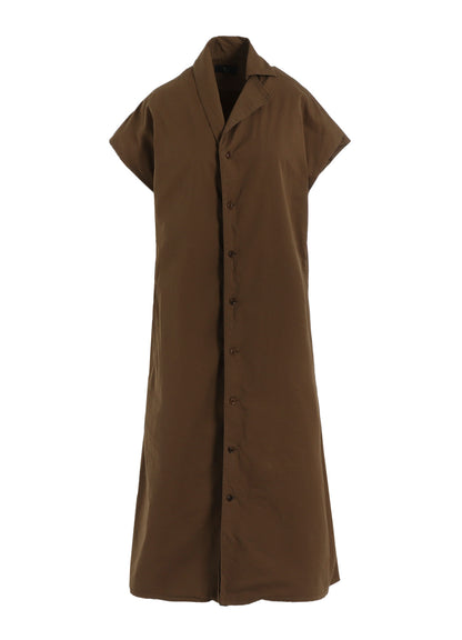 COTTON TWILL GARMENT DYE FRENCH SLEEVE DRESS