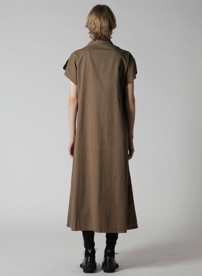 COTTON TWILL GARMENT DYE FRENCH SLEEVE DRESS
