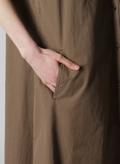 COTTON TWILL GARMENT DYE FRENCH SLEEVE DRESS