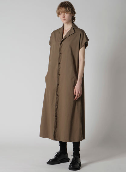 COTTON TWILL GARMENT DYE FRENCH SLEEVE DRESS