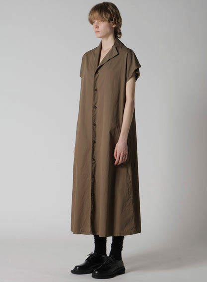 COTTON TWILL GARMENT DYE FRENCH SLEEVE DRESS