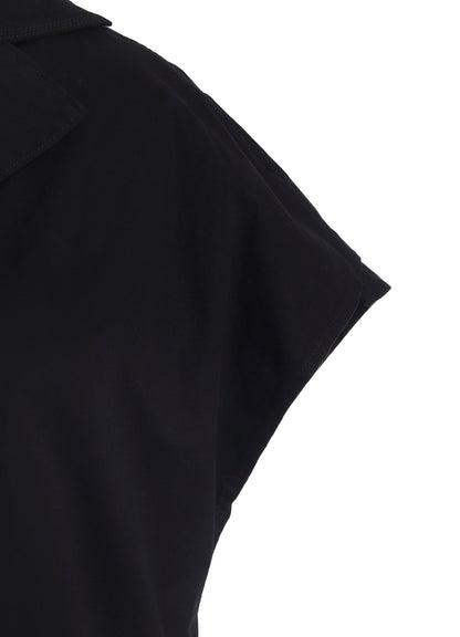 COTTON TWILL GARMENT DYE FRENCH SLEEVE DRESS