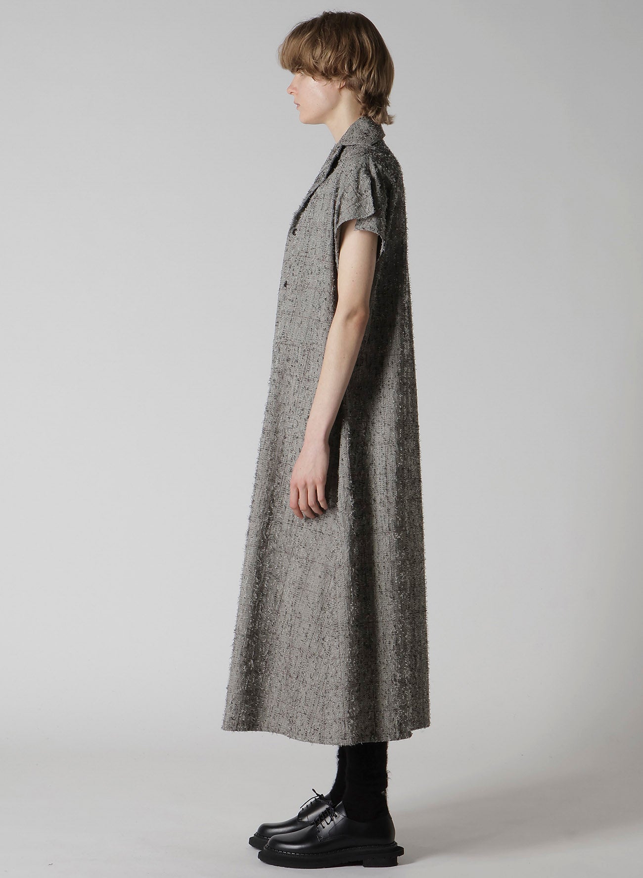 NEEDLE-PUNCHED FRENCH SLEEVE DRESS