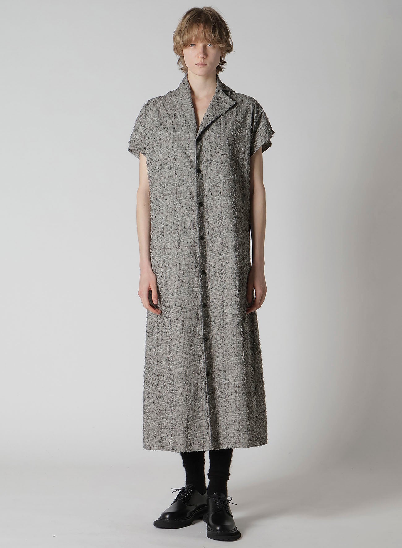 NEEDLE-PUNCHED FRENCH SLEEVE DRESS