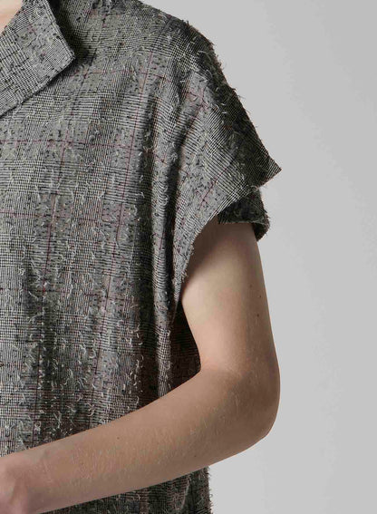 NEEDLE-PUNCHED FRENCH SLEEVE DRESS