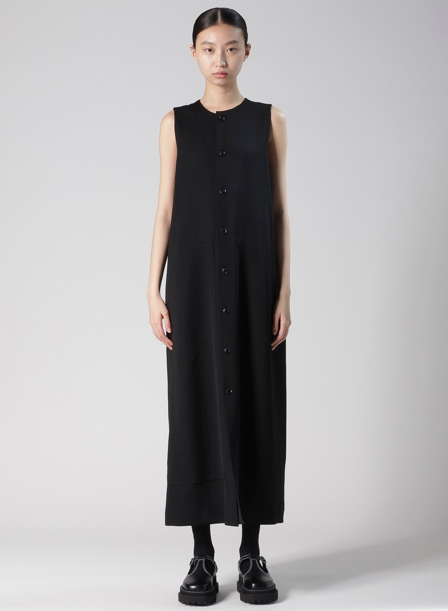 WOOL GABARDINE FRONT OPEN DRESS