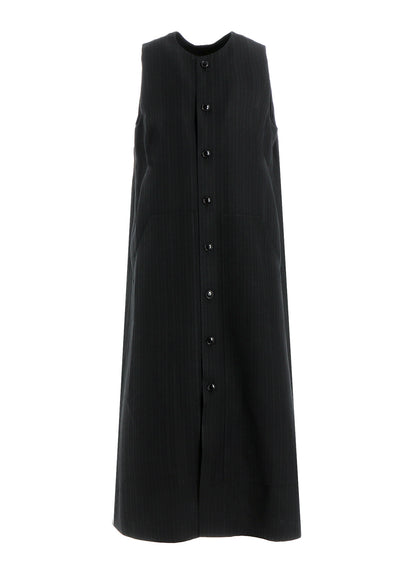 VISCOSE TWEED STRIPE FRONT OPEN DRESS