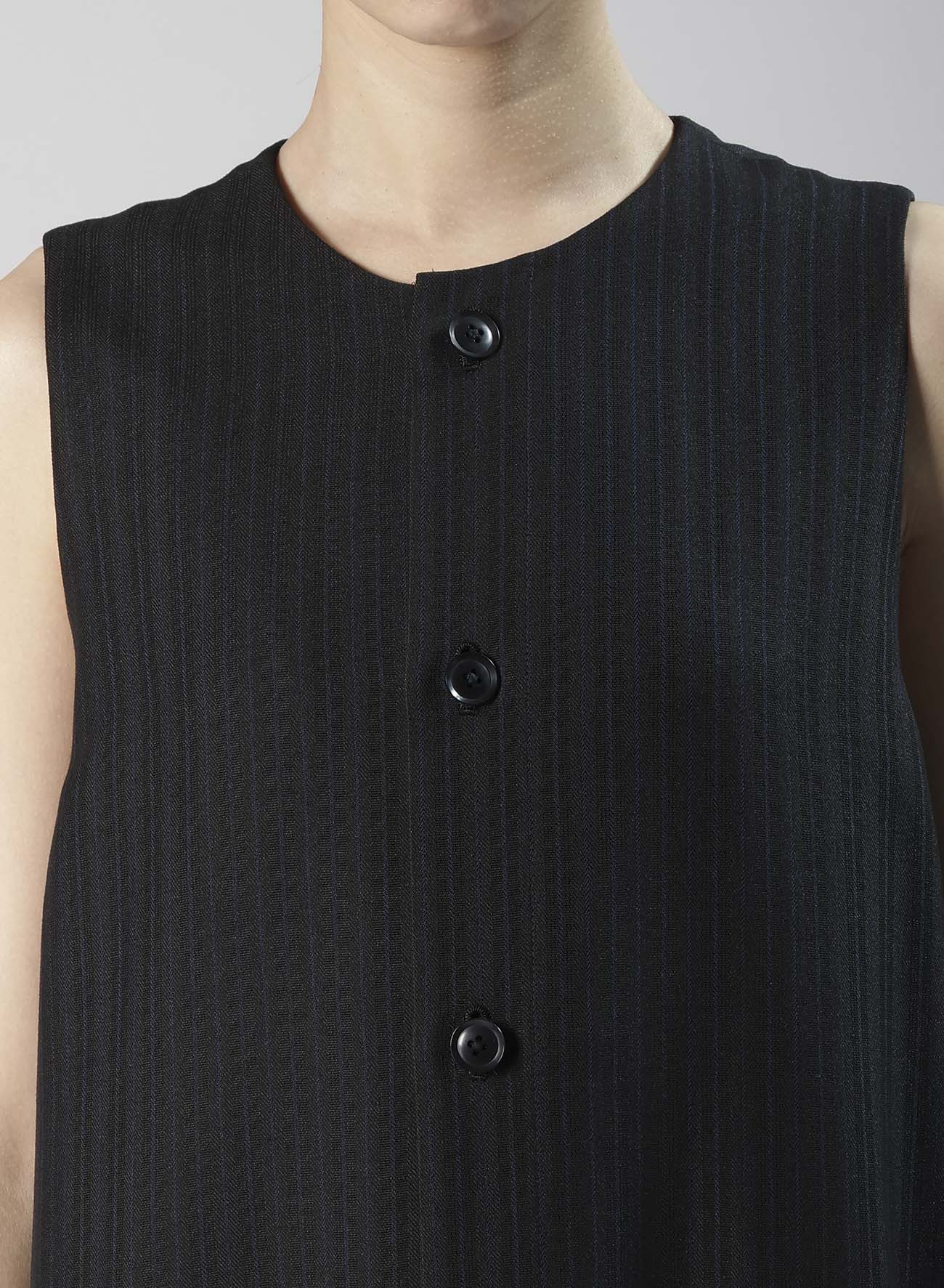 VISCOSE TWEED STRIPE FRONT OPEN DRESS