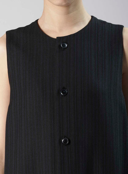 VISCOSE TWEED STRIPE FRONT OPEN DRESS